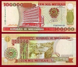 Mozambique P139, 100,000 Meticais, Bank / Cahora Bassa dam, UNC  $14 Cat... - £1.21 GBP