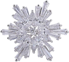 OKA Clear Austrian Crystal Winter Snowflake Brooch Pin Elegant White Crystal - £20.18 GBP