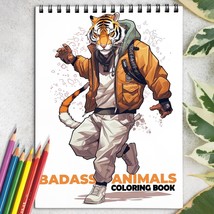 Badass Animals Spiral-Bound Coloring Book for Adult, Easy and Stress Relief - £14.38 GBP