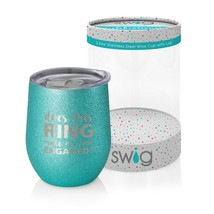 Swig Celebrations 12 Oz Wine - Does This Ring Make Me Look Engaged - Teal - £22.94 GBP