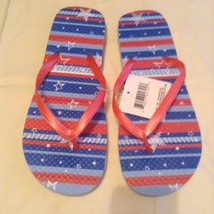 July 4th flip flops shoes Size 9 10 large patriotic stars stripes womens - £5.99 GBP