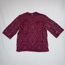 Burgundy Lace Shirt Girl’s 7-8 Tunic Top Blouse School Fall Adorable Pic... - $14.85