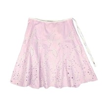 J CREW Women&#39;s 8 Embroidered Eyelet Lilac Floral Knee-Length Skirt, Pink... - £20.55 GBP