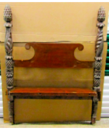 Antique Mahogany Carved Pineapple and Acanthus Leaf Wood Salvage Headboard - €171,19 EUR