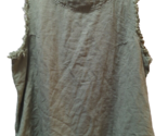 Thread &amp; Supply women XS sleeveless button back top army green linen ble... - $19.79