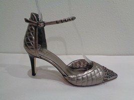 Adrianna Papell Size 8 M HOPE Pewter Leather Quilted Heels New Womens Shoes - £108.28 GBP
