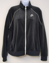 Vintage Nike Y2K Velour Track Jacket Black White Zip-up Women&#39;s Size XL ... - £38.13 GBP