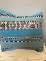 David Fussenegger DF Duck Filled Geometric Aztec Stripe Blues Teal Throw Pillow - £39.65 GBP