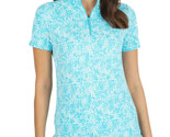 NWT Ladies IBKUL Abstract Skin Turquoise Short Sleeve Mock Golf Shirt S ... - $59.99