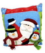 Fleece Snow Friends and Santa 3D Christmas Pillow 18&quot; x 18&quot; - £10.29 GBP