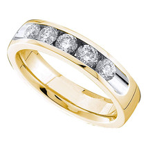 14k Yellow Gold Womens Round Channel-set Diamond Single Row Wedding Band... - £1,254.00 GBP