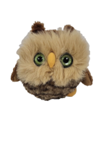 Wild Republic Plush Owl Brown Green Glitter Eyes Round Ball 8&quot; - £6.64 GBP