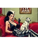 8.5x11 in VINYL HDR POSTER ART PRINT BADASS Cruella de Vil SMOKING DALMA... - $485.57 MXN