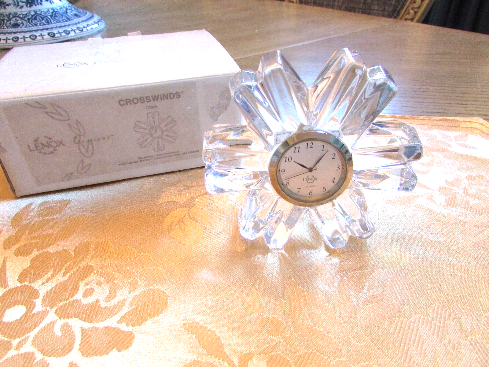 LENOX OVATIONS CRYSTAL MANTEL DESK CLOCK CROSSWINDS 4&quot; MIB - $28.66