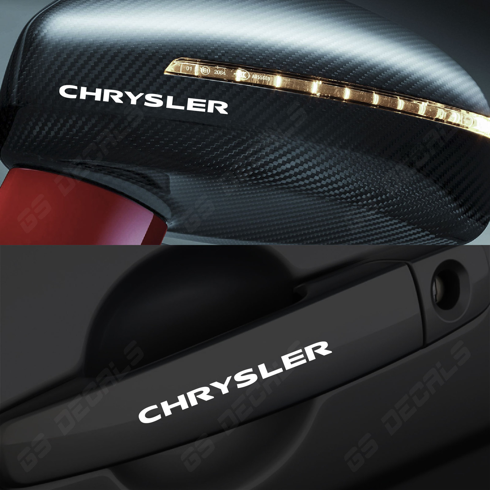 Chrysler Logo Mirror Handle Decals Stickers Premium Quality 5 Colors PT Cruiser
