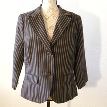 To The Max Brown Beige Stripes Blazer Button Up Pockets Women size Large  - £11.66 GBP