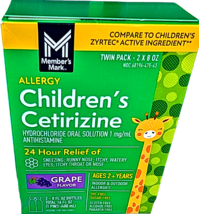 Member&#39;s Mark Children&#39;s Cetirizine Allergy Oral Solution Grape 2x8 Oz E... - $340.13 MXN