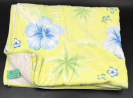 Terris Resort Collection Blue Flowers in Yellow Field 100% Cotton Beach Towel - £16.61 GBP