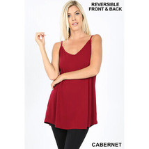 Spaghetti Strap Reversible Cami   in Cabernet V-Neck Relaxed Fit Camisole - £12.20 GBP+