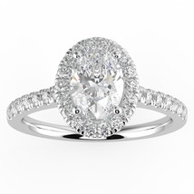 1ct Natural Diamond G-H Color SI Clarity Oval Shape Halo Ring. - £2,442.13 GBP