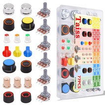Taiss 77Pcs Potentiometer Kit With Rotary Knobs,Wh148 1K 5K 10K 20K 50K ... - $672.08 MXN