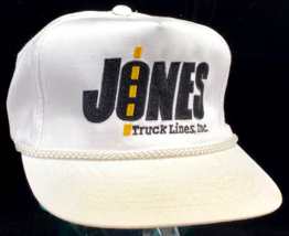 Vtg JONES Truck Lines Hat-Trucker Snapback Cap-Rope Bill-White - $20.00