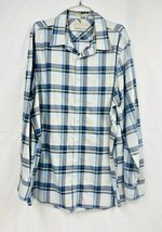 Nordstrom Mens Button Front Shirt Gray Plaid Long Sleeve Wrinkle Free XXL New - £10.38 GBP