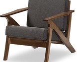 Baxton Studio Genie Mid-Century Modern Wood Grey Fabric Living Room 1-Se... - $372.99