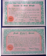 Vintage 2 Joke Cards Fault Finder’s Permit &amp; License To Stay Single - £3.02 GBP