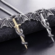 Flying Dragon With Sword Necklace - £23.82 GBP