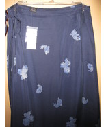 NEW $49.50 w/Tags- EXPRESS Women Long Wrap Skirt- floral blue navy S M 6... - £17.25 GBP