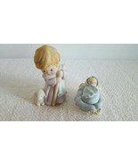 Vintage Porcelain Boy Shepherd and His Lamb watching Baby Jesus on Mange... - $20.32 CAD