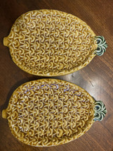 Olfaire Majolica Pottery Pineapple Dish Soap Candy Made in Portugal Set Of Two - £14.99 GBP