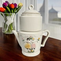 Porcelier Coffee/Teapot Drip-O-Lator Vtg 40s USA Vitreous Hand Decorated China - $39.00