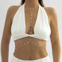 Pearl &amp; Silver-Plated Neck-To-Waist Chain - £11.95 GBP