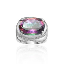 November Birthstone 9.10Ct 12x16mm Oval Rainbow Mystic Topaz Gemstone Rings in 9 - £56.87 GBP