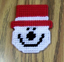 Christmas Snowman Magnet, Fridge, Needlecraft, Handmade, Kitchen Decor, Red Hat - £4.76 GBP