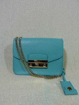 NWT FURLA Laguna Blue Saffiano Leather Mini Julia Chain Cross body Bag - $328 - £199.20 GBP