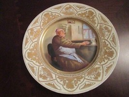 Augustus Rex Meissen Portrait Plate Gold Hand Painted Drinking And Smoking Monk - £178.60 GBP