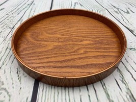 Solid Wood Serving Tray Round Non Slip Tea Coffee Snack Plate Food Meals Servin - £16.18 GBP