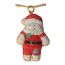 SANTA PENDANT NECKLACE-Country Patchwork Christmas Holiday Novelty Funky... - $5.85