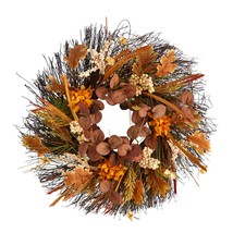 22” Autumn Dahlia And Berries Artificial Fall Wreath - £60.57 GBP