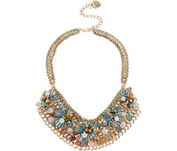 Betsey Johnson Weave And Sew Multi Woven Bib Necklace NWT$145 - £71.93 GBP