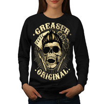 Wellcoda Greaser Skull Smile Womens Sweatshirt, Poker Casual Pullover Ju... - $28.91+