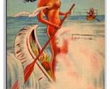 Legend of the White Canoe Niagara Falls New York NY Linen Postcard L19 - $3.91