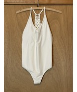 Aerie Women Medium Macrame Halter Top One Piece Swimsuit White - $585.46 MXN