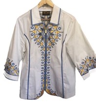 Bob Mackie wearable art embroidered zip up jacket Women’s Size L - £31.47 GBP