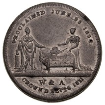 1831 Gran Bretaña William &amp; Adelaida Coronation Latón Medalla B399 Muy Fino - $49.49