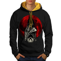 Wellcoda Blood Moon Vampire Mens Contrast Hoodie, Bat Casual Jumper - $41.76