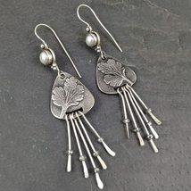 Vintage Silver Color Tassel Drop Earring For Women Indian Ethnic Banquet Jewelry - £7.52 GBP